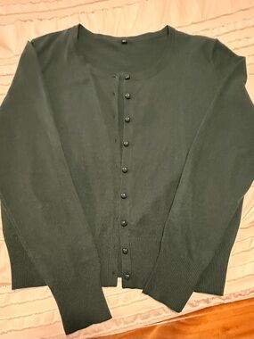 Classic Dark Green Button-Front Women’s Sweater NWOT